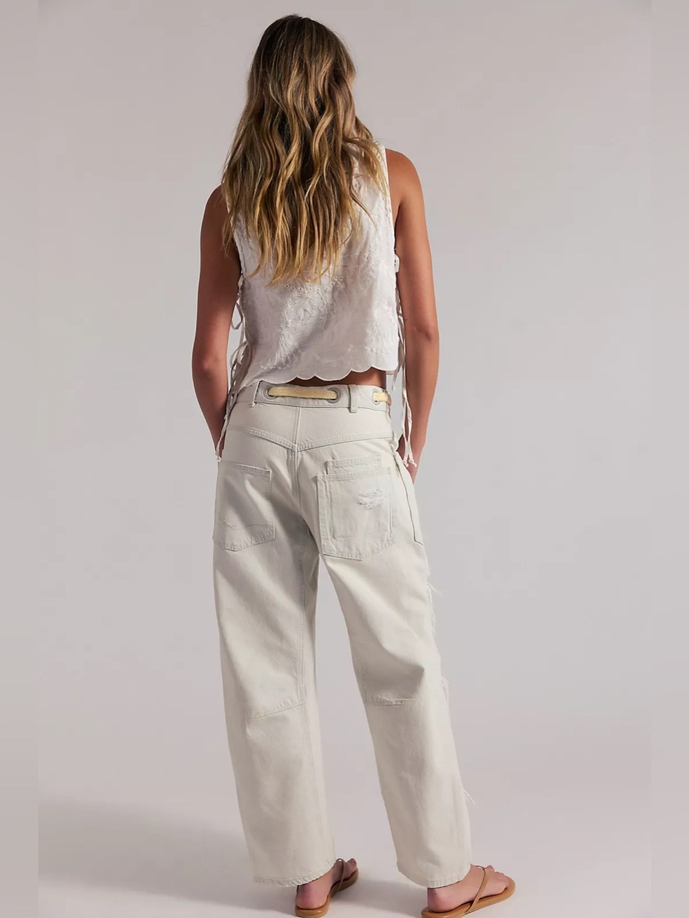Free People We The Free Moxie Pull-On Barrel Jeans Size 29 (black waist tie)NWOT - Picture 3 of 7
